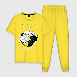 Пижама хлопковая мужская Просто будь Котом, цвет: желтый