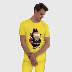 Пижама хлопковая мужская Опасный хищник, цвет: желтый — фото 2