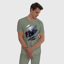 Пижама хлопковая мужская Кен Канеки, цвет: авокадо — фото 2