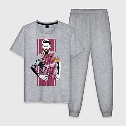 Пижама хлопковая мужская Barcelona FC, цвет: меланж
