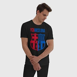 Пижама хлопковая мужская Barcelona FC, цвет: черный — фото 2