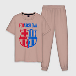 Пижама хлопковая мужская Barcelona FC, цвет: пыльно-розовый