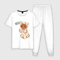 Пижама хлопковая мужская Аниме Виабу, цвет: белый