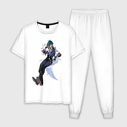 Пижама хлопковая мужская Кэйа Genshin Impact, цвет: белый