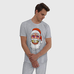 Пижама хлопковая мужская Довольный Санта, цвет: меланж — фото 2