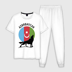 Пижама хлопковая мужская Азербайджан, цвет: белый