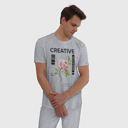 Пижама хлопковая мужская CREATIVE, цвет: меланж — фото 2