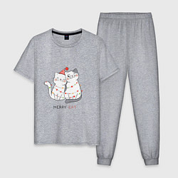 Пижама хлопковая мужская Merry Cat, цвет: меланж