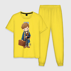 Пижама хлопковая мужская Newt Scamander, цвет: желтый