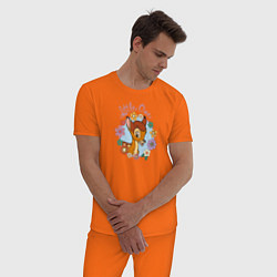 Пижама хлопковая мужская Little One, цвет: оранжевый — фото 2