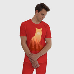 Пижама хлопковая мужская Лиса, цвет: красный — фото 2