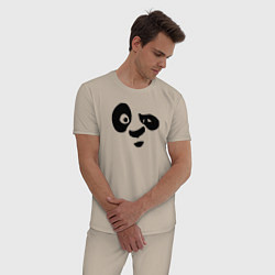 Пижама хлопковая мужская Панда цвета миндальный — фото 2