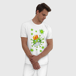 Пижама хлопковая мужская Коронавирус, цвет: белый — фото 2