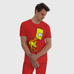 Пижама хлопковая мужская Задница Барта, цвет: красный — фото 2