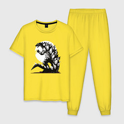Пижама хлопковая мужская Годзилла, цвет: желтый