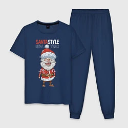 Пижама хлопковая мужская SantaSTYLE, цвет: тёмно-синий