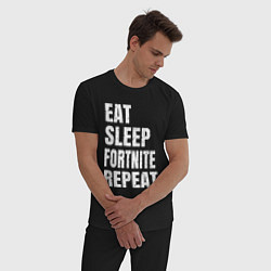 Пижама хлопковая мужская EAT SLEEP FORTNITE REPEAT, цвет: черный — фото 2