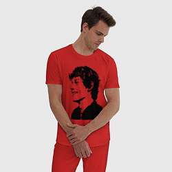 Пижама хлопковая мужская Эван Питерс, цвет: красный — фото 2