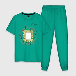 Пижама хлопковая мужская Friends Венок и зерколо, цвет: зеленый