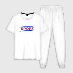 Пижама хлопковая мужская Sport, цвет: белый