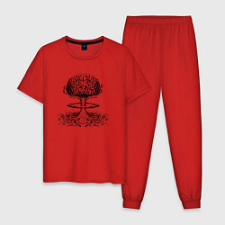 Пижама хлопковая мужская Взрыв мозга, цвет: красный