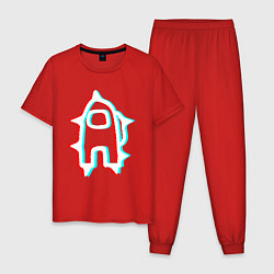 Пижама хлопковая мужская AMONG US NEON, цвет: красный