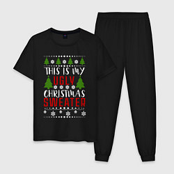 Пижама хлопковая мужская My ugly christmas sweater, цвет: черный