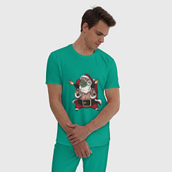 Пижама хлопковая мужская Bad Santa, цвет: зеленый — фото 2