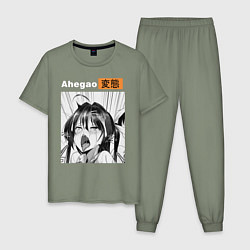 Пижама хлопковая мужская Ahegao, цвет: авокадо