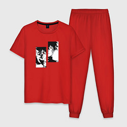 Пижама хлопковая мужская Черный клевер, цвет: красный