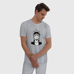 Пижама хлопковая мужская Черный клевер, Аста, цвет: меланж — фото 2