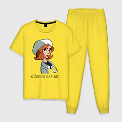 Пижама хлопковая мужская Queens Gambit Ход Королевы, цвет: желтый