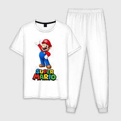 Пижама хлопковая мужская Super Mario, цвет: белый