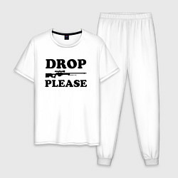 Пижама хлопковая мужская Drop Please, цвет: белый