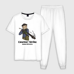 Пижама хлопковая мужская CS GO Снайпер, цвет: белый