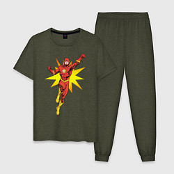 Пижама хлопковая мужская The Flash, цвет: меланж-хаки