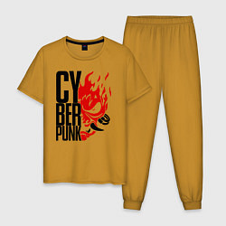 Пижама хлопковая мужская Cyberpunk 2077 Samurai, цвет: горчичный