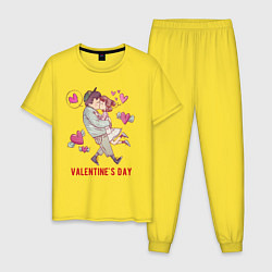 Пижама хлопковая мужская Целовашки, цвет: желтый