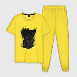 Пижама хлопковая мужская Monkey Face, цвет: желтый