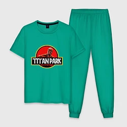 Пижама хлопковая мужская Attack on titan Атака титан, цвет: зеленый