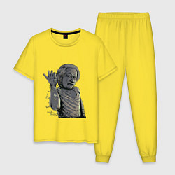 Пижама хлопковая мужская Эйнштейн сыпет формулами, цвет: желтый