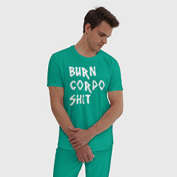 Пижама хлопковая мужская BURN CORPO SHIT, цвет: зеленый — фото 2