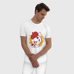 Пижама хлопковая мужская Котя рисовал краской творил, цвет: белый — фото 2