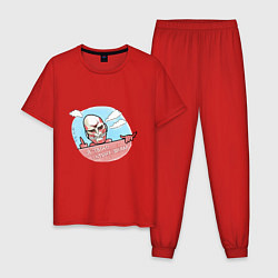 Пижама хлопковая мужская Титан Колосс Атака Титанов, цвет: красный
