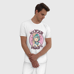 Пижама хлопковая мужская Anime Not Your Waifu, цвет: белый — фото 2