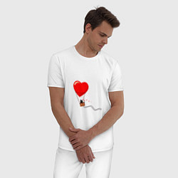 Пижама хлопковая мужская Влюблённая пара, цвет: белый — фото 2