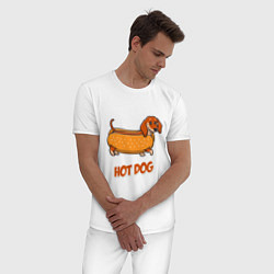 Пижама хлопковая мужская Hot Dog, цвет: белый — фото 2