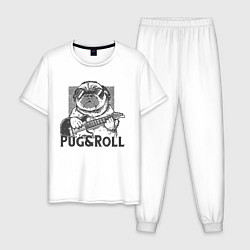 Пижама хлопковая мужская Pug & Roll, цвет: белый