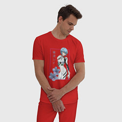 Пижама хлопковая мужская Рей Аянами Evangelion, цвет: красный — фото 2