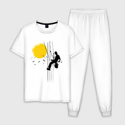 Пижама хлопковая мужская Рабочий включает солнце, цвет: белый